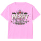 Merry Holly Festive Trees Graphic Christmas Kids T-Shirt