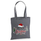Merry Santa Hat Festive Trees Graphic Christmas Tote Bag