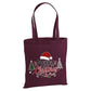 Merry Santa Hat Festive Trees Graphic Christmas Tote Bag