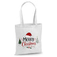 Merry Santa Hat Festive Trees Graphic Christmas Tote Bag