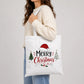 Merry Santa Hat Festive Trees Graphic Christmas Tote Bag