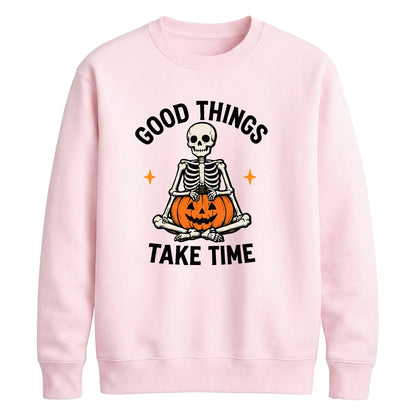 Mindful meditating skeleton yoga Halloween Unisex Sweatshirt