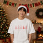 Minimal Line Art Trees Graphic Christmas Oversized T-Shirt