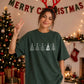 Minimal Line Art Trees Graphic Christmas Oversized T-Shirt