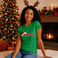 Minimal santa hat merry typography Christmas Ladies T-Shirt