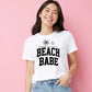 Minimalist Beach Babe Palm Tree Slogan Ladies T-Shirt