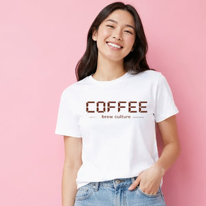Minimalist Coffee Brew Culture Motif ladies fit T-Shirt
