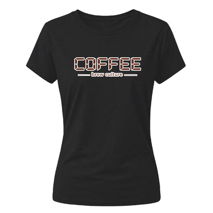 Minimalist Coffee Brew Culture Motif ladies fit T-Shirt