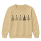 Minimalist Doodle Trees Graphic Christmas Kids Sweatshirt