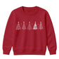 Minimalist Doodle Trees Graphic Christmas Kids Sweatshirt