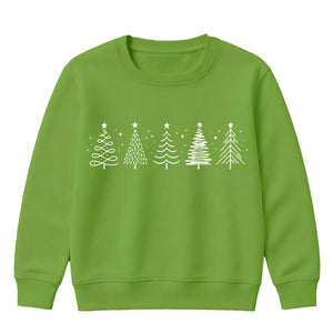 Minimalist Doodle Trees Graphic Christmas Kids Sweatshirt