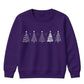 Minimalist Doodle Trees Graphic Christmas Kids Sweatshirt