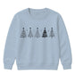 Minimalist Doodle Trees Graphic Christmas Kids Sweatshirt