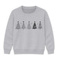 Minimalist Doodle Trees Graphic Christmas Kids Sweatshirt