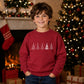 Minimalist Doodle Trees Graphic Christmas Kids Sweatshirt