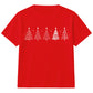 Minimalist Festive Trees Line Art Christmas Kids T-Shirt