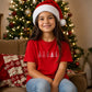 Minimalist Festive Trees Line Art Christmas Kids T-Shirt