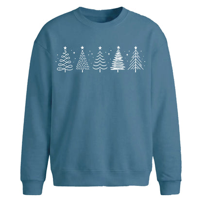 Minimalist Line Art Trees Christmas Oversized Sweatshirt