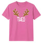 Minimalist Reindeer Antlers Name Christmas Unisex T-Shirt