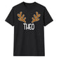 Minimalist Reindeer Antlers Name Christmas Unisex T-Shirt