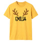 Minimalist Reindeer Antlers Name Christmas Unisex T-Shirt
