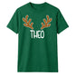 Minimalist Reindeer Antlers Name Christmas Unisex T-Shirt