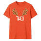 Minimalist Reindeer Antlers Name Christmas Unisex T-Shirt