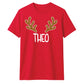 Minimalist Reindeer Antlers Name Christmas Unisex T-Shirt