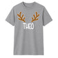 Minimalist Reindeer Antlers Name Christmas Unisex T-Shirt