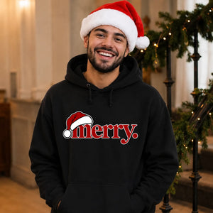 Minimalist typography santa hat Christmas Unisex Hoodie