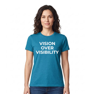 Modern Vision Over Visibility Slogan Graphic Unisex T-Shirt