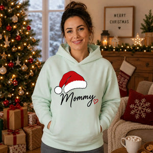 Sweet Santa Hat Festive Mommy Christmas Oversized Hoodie