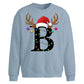 Monogram reindeer lights Christmas Oversized Sweatshirt