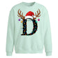 Monogram reindeer lights Christmas Oversized Sweatshirt