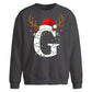 Monogram reindeer lights Christmas Oversized Sweatshirt