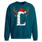 Monogram reindeer lights Christmas Oversized Sweatshirt