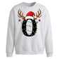 Monogram reindeer lights Christmas Oversized Sweatshirt