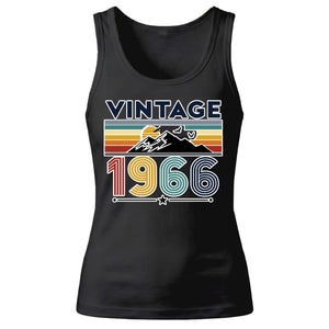60th Birthday Tank Top Ladies Vintage 1966 Retro Mountain Sunset