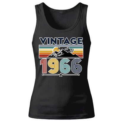 60th Birthday Tank Top Ladies Vintage 1966 Retro Mountain Sunset