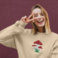 Embroidered Mushroom Hoodie, Magic Mushroom Embroidery Crewneck Jumper, Botanical Plant Nature Lover Shroom Womens Top, Frog Unisex Sweater