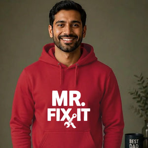 Mr Fix It Bold Slogan Tools Printed Father's Day Hoodie