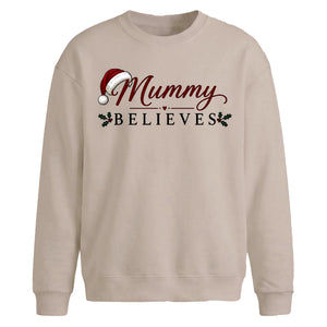 Mummy Believes Santa Graphic Christmas Oversized Sweatshirt