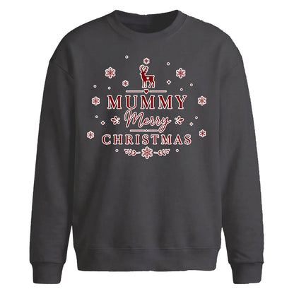 Mummy Merry Reindeer Print Christmas Oversized Sweatshirt