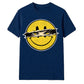 Edgy Ripped Smiley Face Anime Eyes Graphic Unisex T-Shirt