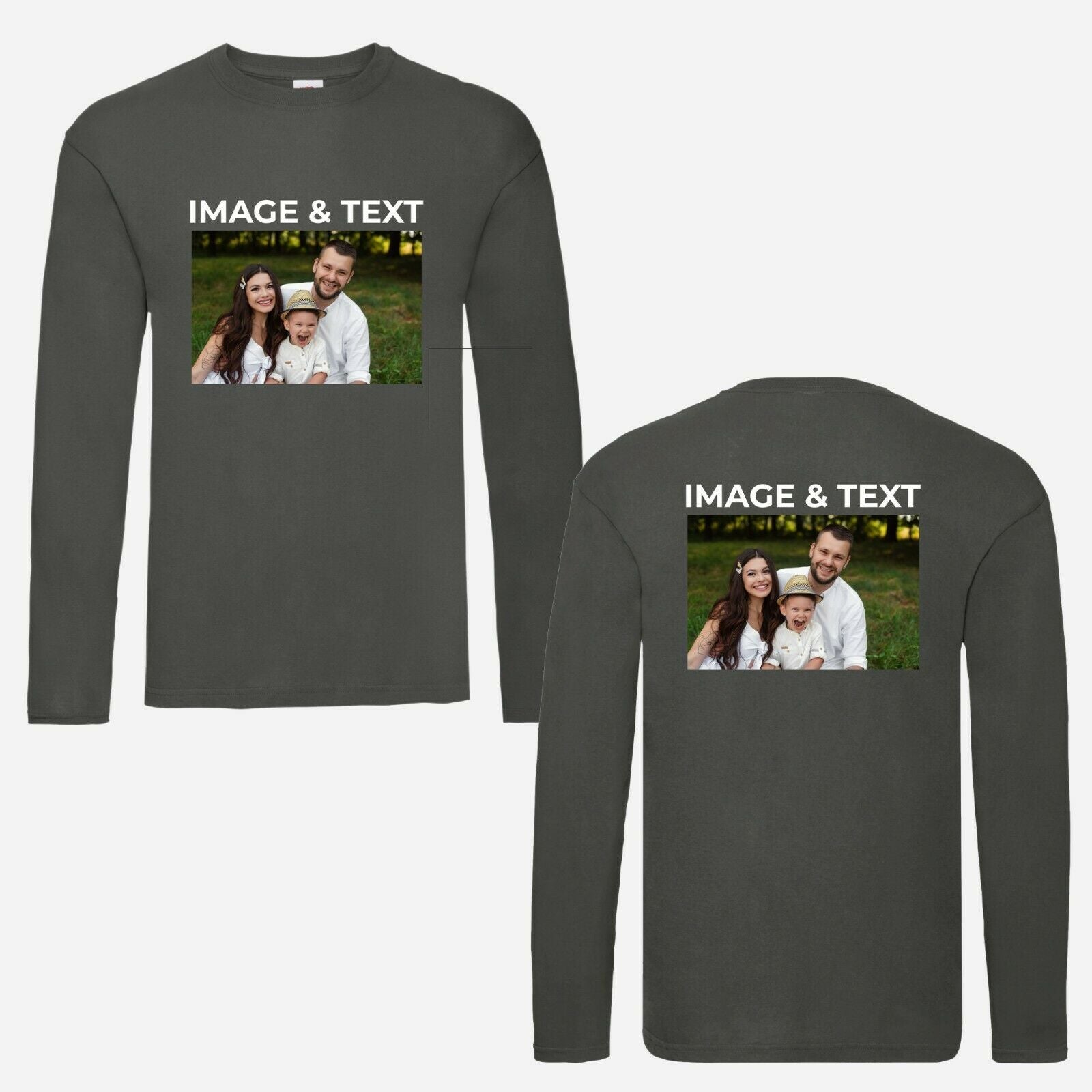 Personalised Photo/Text Sweatshirt, Custom Sleeve/Chest/Back Printed Sweater, Matching Shirt, Comfort Color Unisex Jumper, Fathers Day Gifts