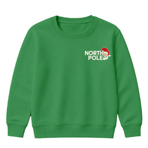 North Pole Santa Chest Graphic Christmas Kids Sweatshirt