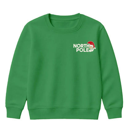 North Pole Santa Chest Graphic Christmas Kids Sweatshirt