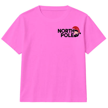 North Pole Santa Claus Chest Print Christmas Kids T-Shirt