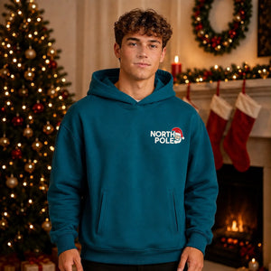 North Pole Santa Hat Graphic Christmas Oversized Hoodie