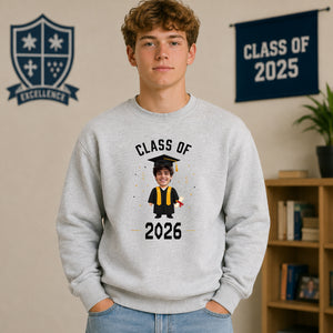 Custom Photo Unisex Sweatshirt Class of 2026 Graduation Gift for Him or Her